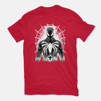 Spider Noir Graphic T-Shirt in red, flat-lay product view