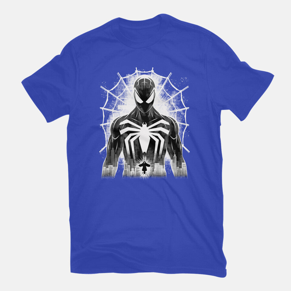 Spider Noir Graphic T-Shirt in royal blue, flat-lay product view