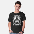 Model wearing black Spider Noir Graphic T-Shirt
