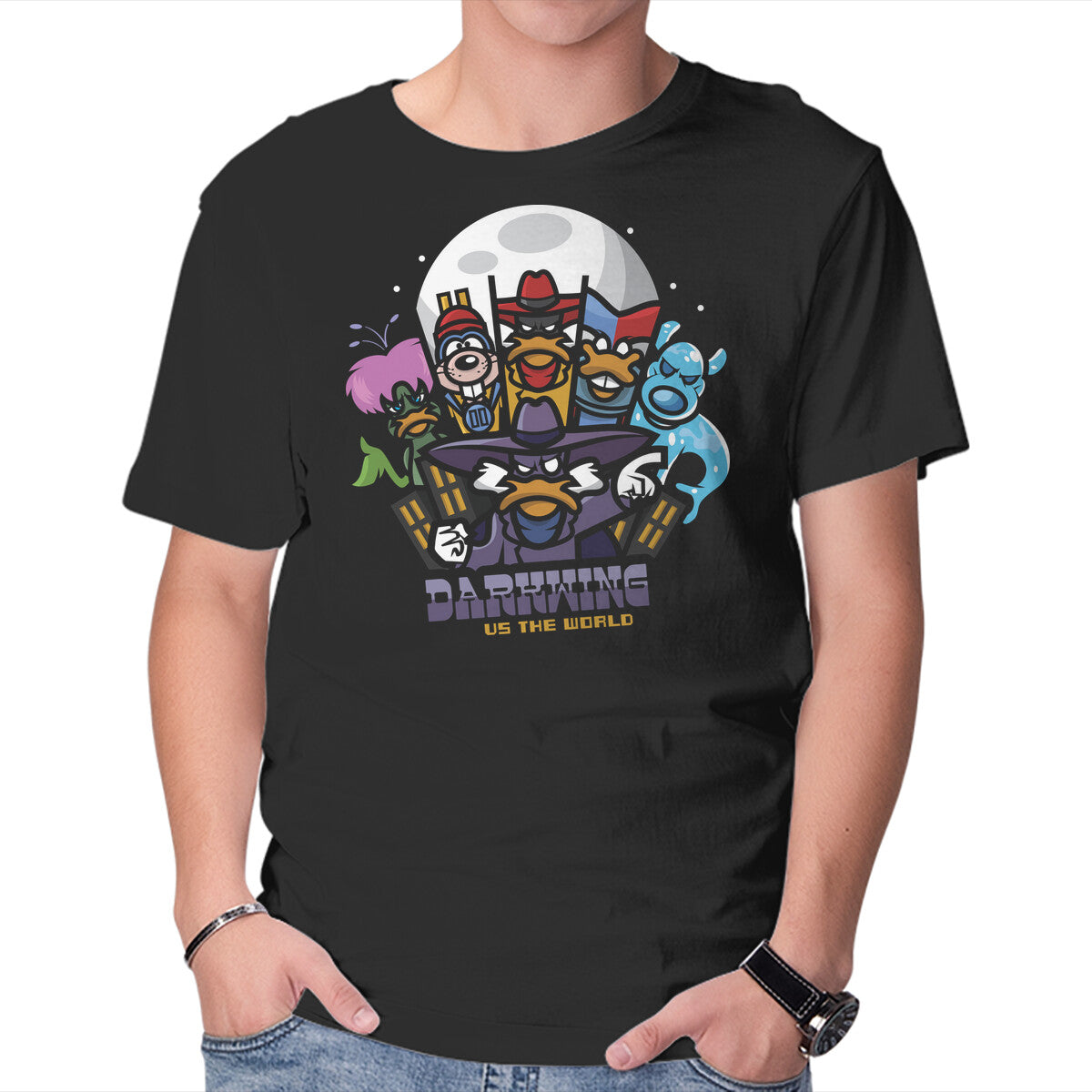 Darkwing Vs The World – Animal Graphic T-Shirt in black, product display