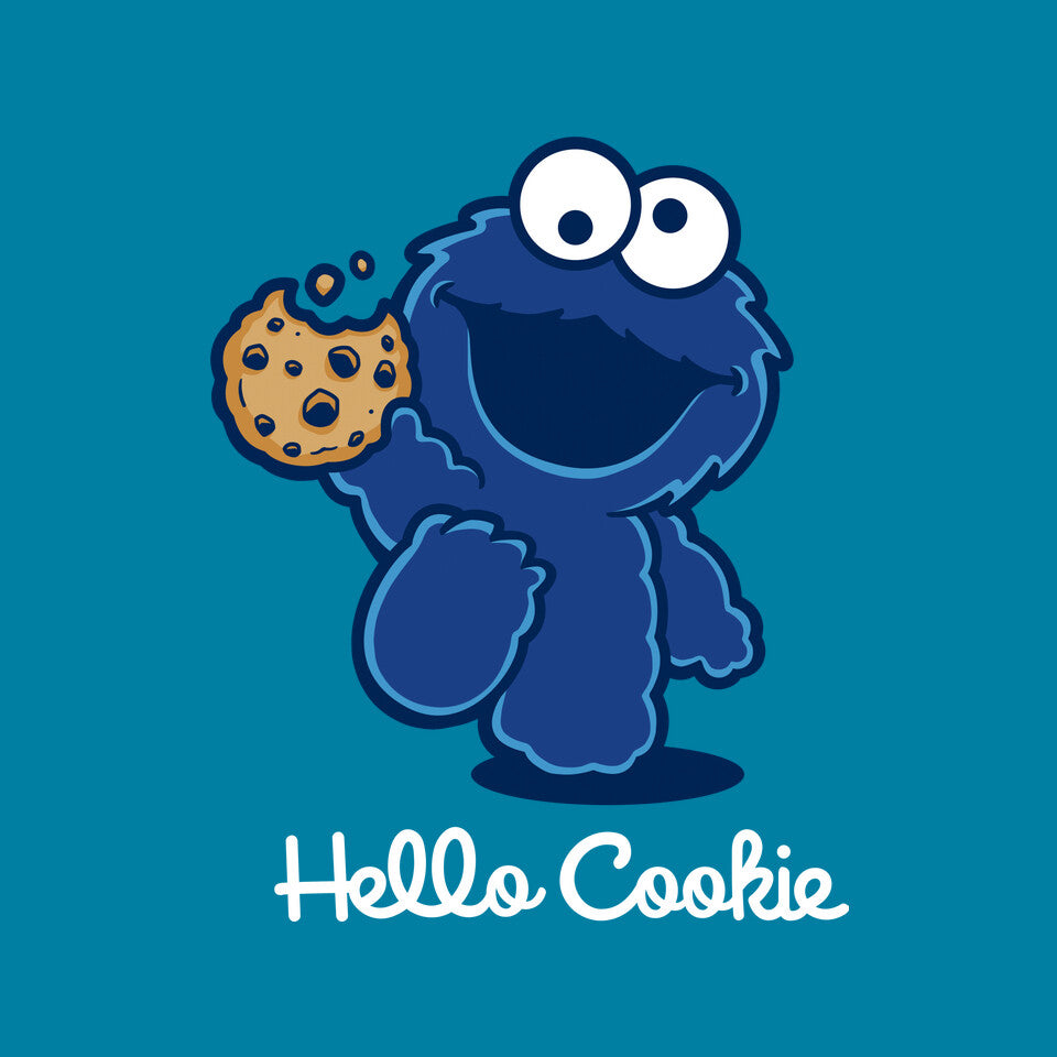 Hello Cookie – Funny Graphic T-Shirt design artwork for turquoise graphic T-shirt