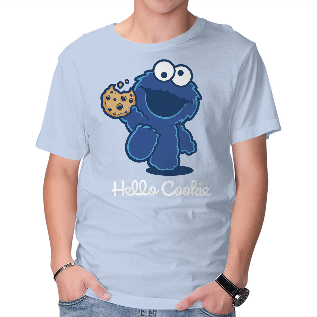 Hello Cookie – Funny Graphic T-Shirt in blue, product display