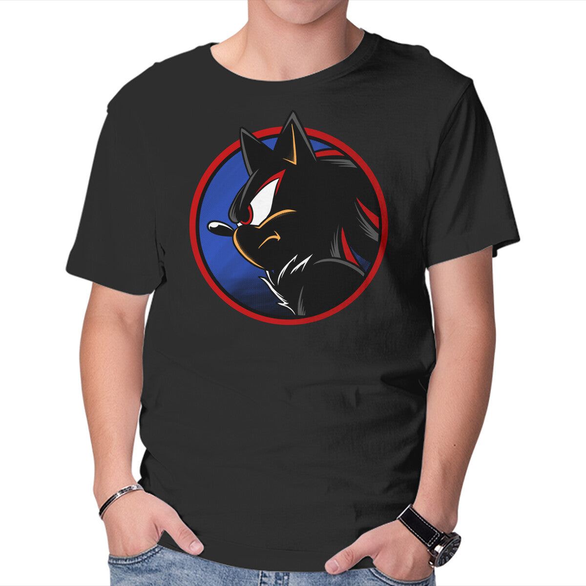 Dark Hedgehog – Gaming Graphic T-Shirt in black, product display