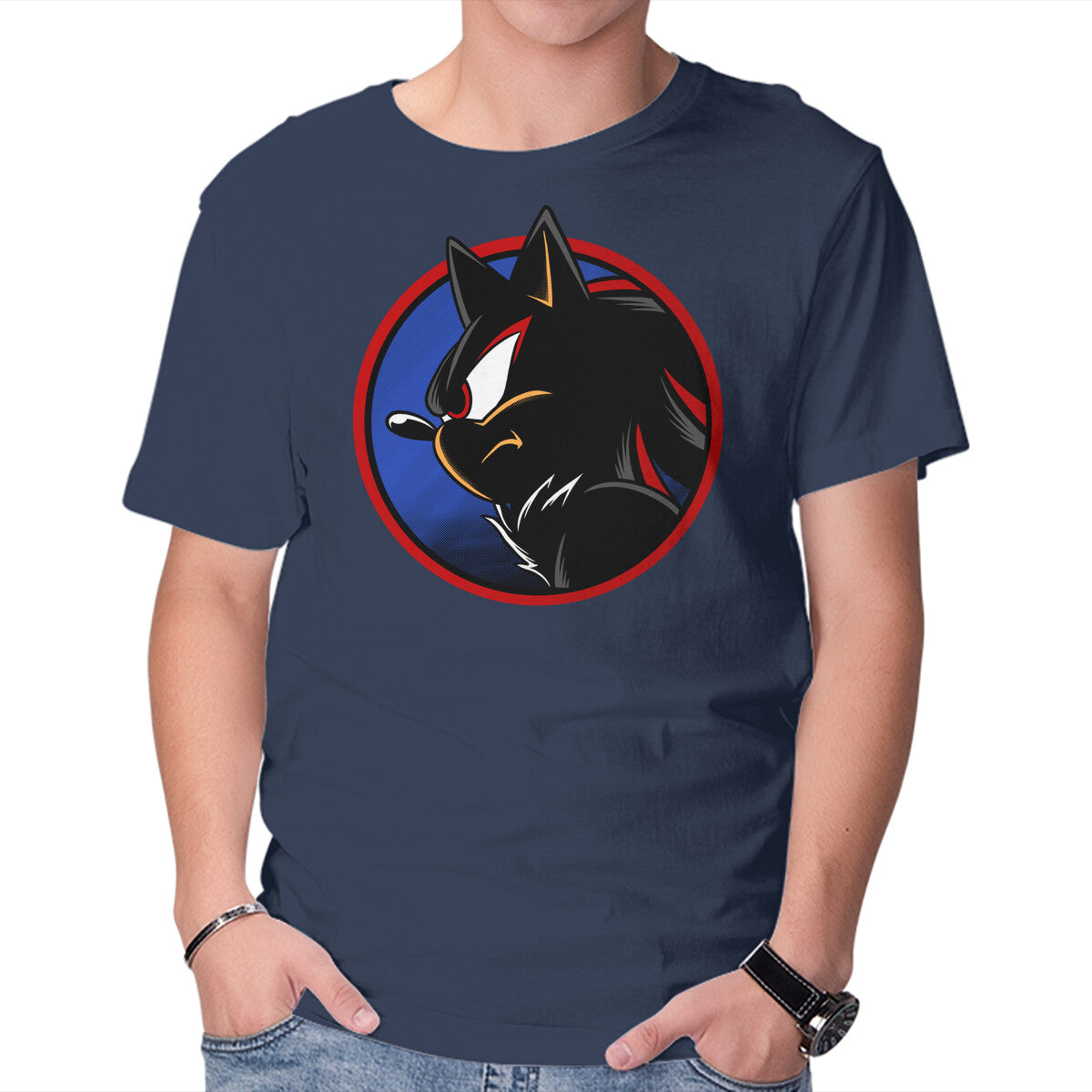 Dark Hedgehog – Gaming Graphic T-Shirt in navy, product display