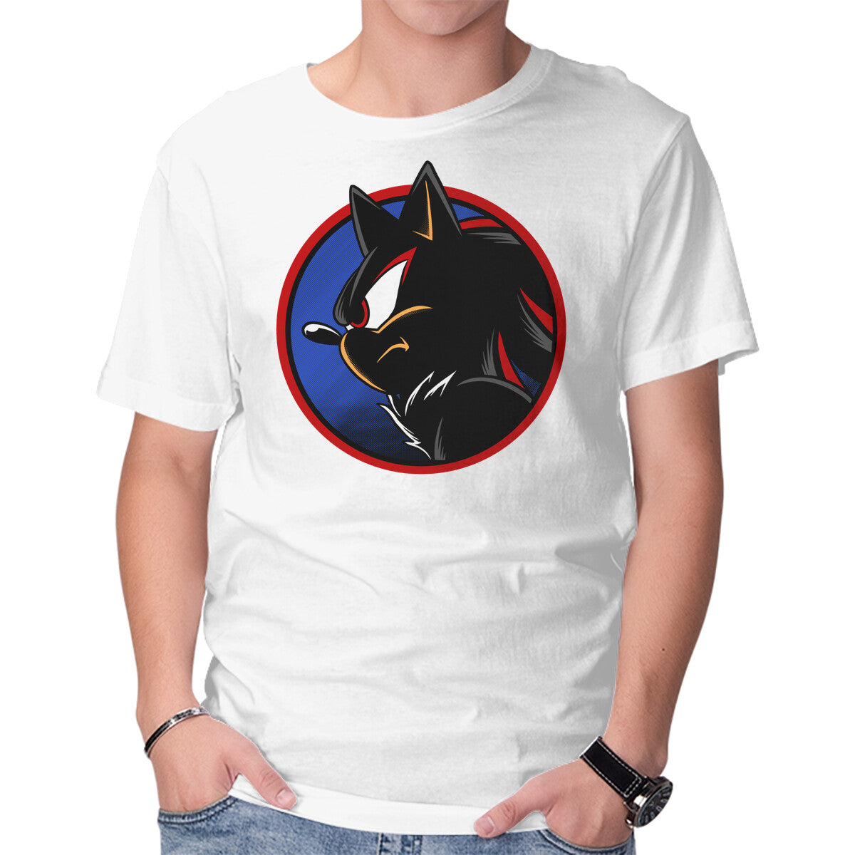 Dark Hedgehog – Gaming Graphic T-Shirt in white, product display
