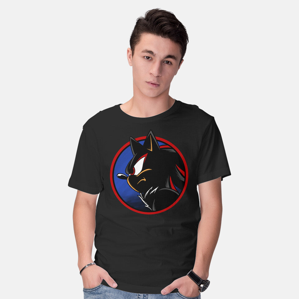 Model wearing black Dark Hedgehog – Gaming Graphic T-Shirt