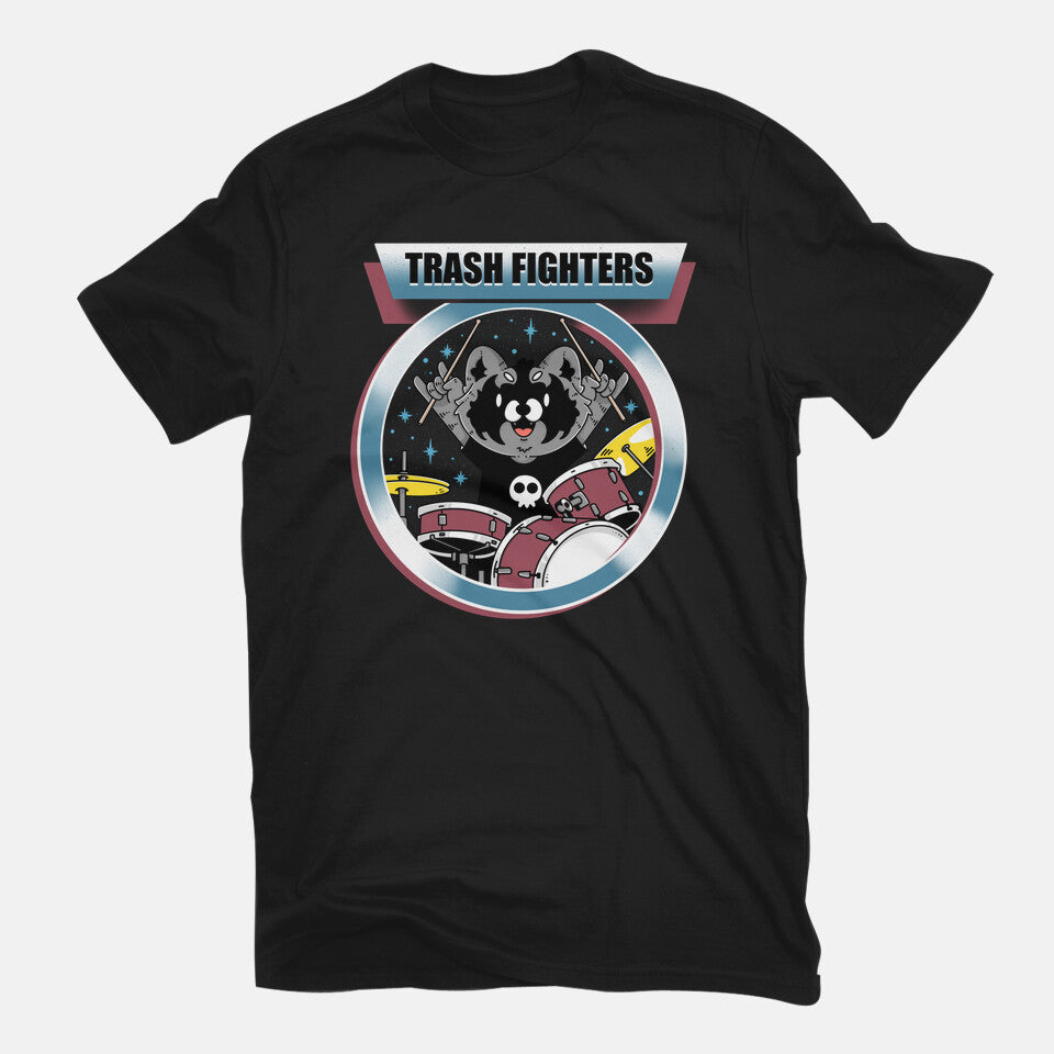 Trash Fighters – Music Graphic T-Shirt in black, flat-lay product view