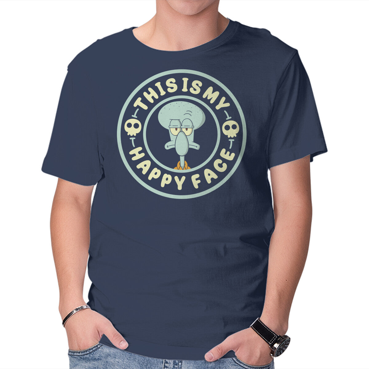 This Is My Happy Face – Funny Graphic T-Shirt in navy, product display