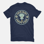 This Is My Happy Face – Funny Graphic T-Shirt in navy, flat-lay product view