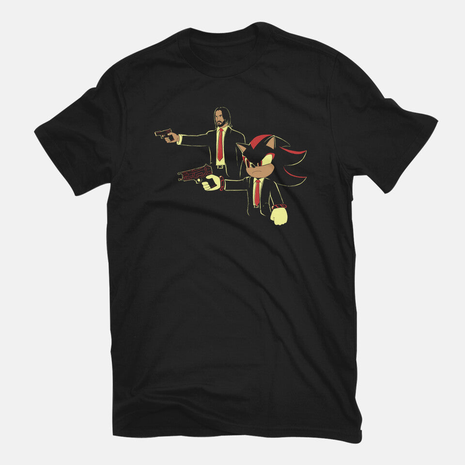 Shadowick Fiction – Gaming Graphic T-Shirt in black, flat-lay product view