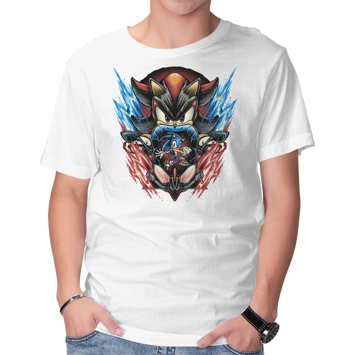 Shadow Of Speed – Gaming Graphic T-Shirt in white, product display