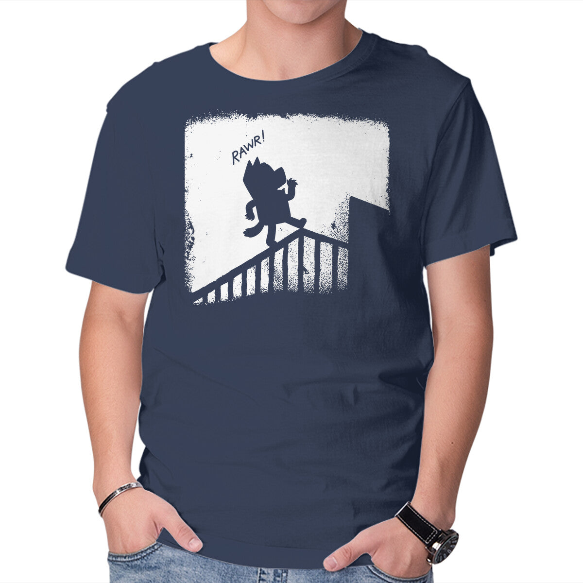 Nosferablu – Dog Graphic T-Shirt in navy, product display