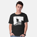 Model wearing black Nosferablu – Dog Graphic T-Shirt