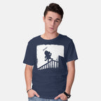 Model wearing navy Nosferablu – Dog Graphic T-Shirt
