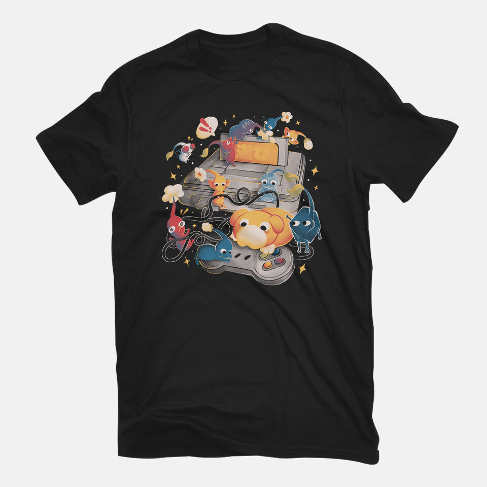 Tiny Gamers – Gaming Graphic T-Shirt in black, flat-lay product view