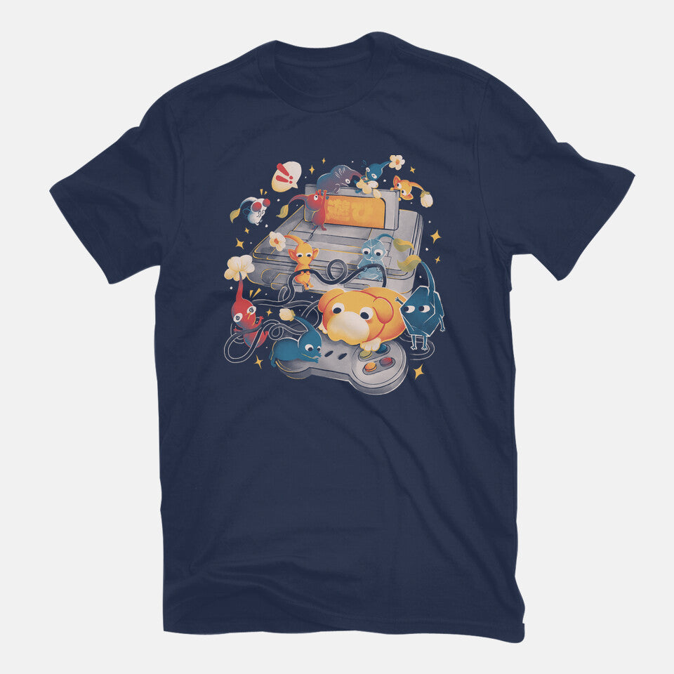 Tiny Gamers – Gaming Graphic T-Shirt in navy, flat-lay product view