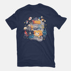 Tiny Gamers – Gaming Graphic T-Shirt in navy, flat-lay product view