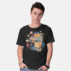 Model wearing black Tiny Gamers – Gaming Graphic T-Shirt