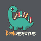 Bookasaurus – Dinosaur Graphic T-Shirt design artwork for charcoal graphic T-shirt