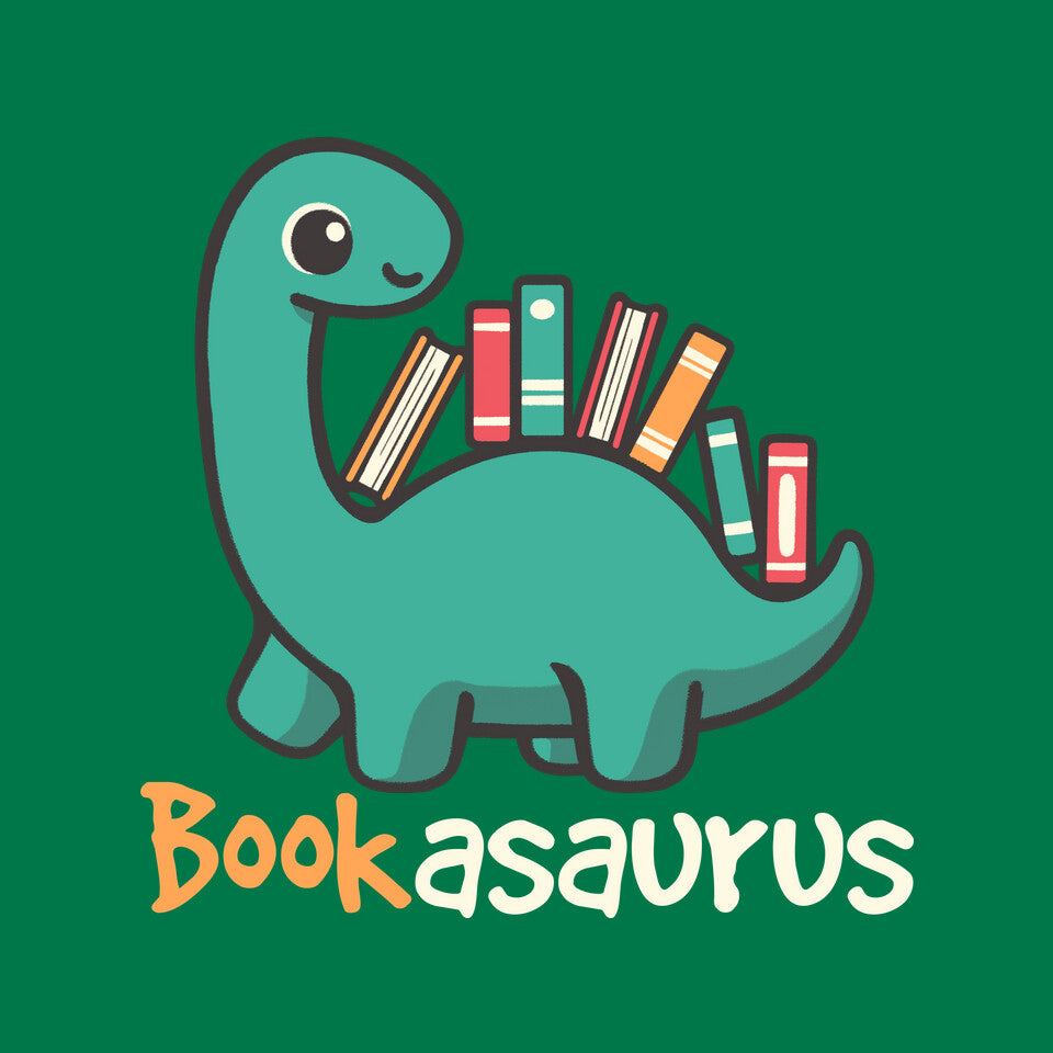 Bookasaurus – Dinosaur Graphic T-Shirt design artwork for green graphic T-shirt