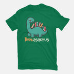 Bookasaurus – Dinosaur Graphic T-Shirt in green, flat-lay product view