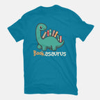 Bookasaurus – Dinosaur Graphic T-Shirt in turquoise, flat-lay product view