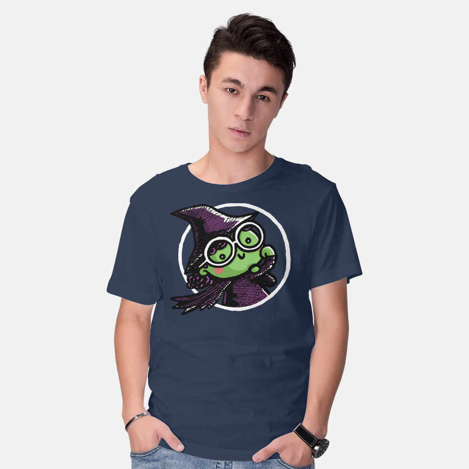 Model wearing navy Witch Of The West – Fantasy Graphic T-Shirt