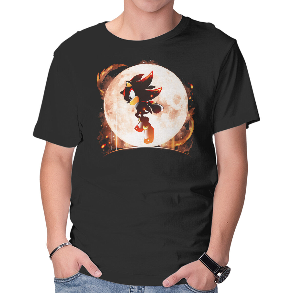 Moonlight Shadows – Gaming Graphic T-Shirt in black, product display