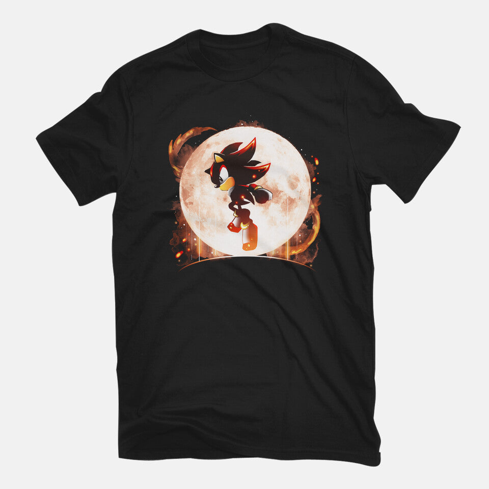 Moonlight Shadows – Gaming Graphic T-Shirt in black, flat-lay product view