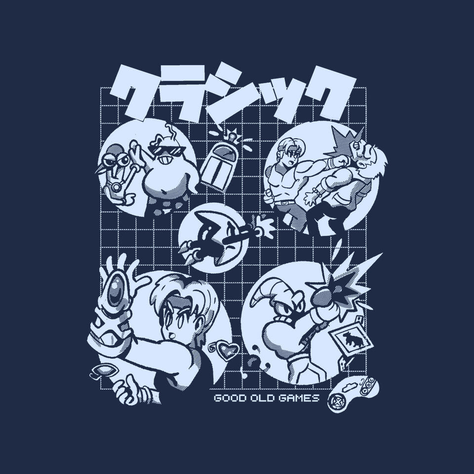 Good Old Games 02 – Gaming Graphic T-Shirt design artwork for navy graphic T-shirt