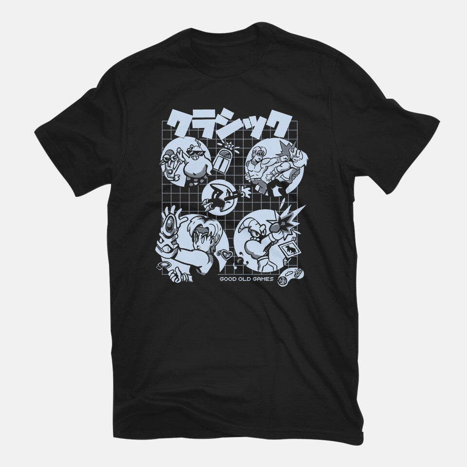 Good Old Games 02 – Gaming Graphic T-Shirt in black, flat-lay product view