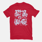 Good Old Games 02 – Gaming Graphic T-Shirt in red, flat-lay product view