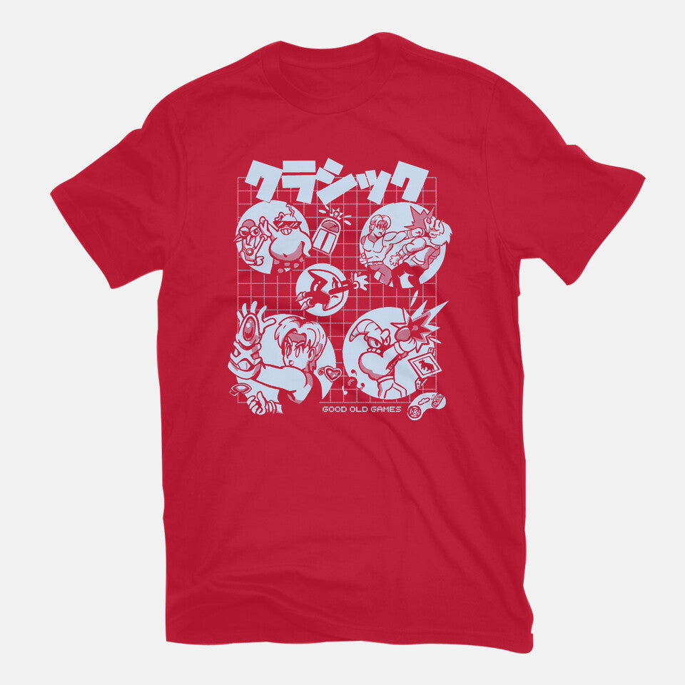 Good Old Games 02 – Gaming Graphic T-Shirt in red, flat-lay product view