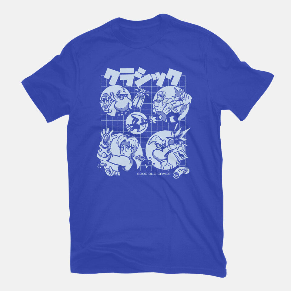 Good Old Games 02 – Gaming Graphic T-Shirt in royal blue, flat-lay product view