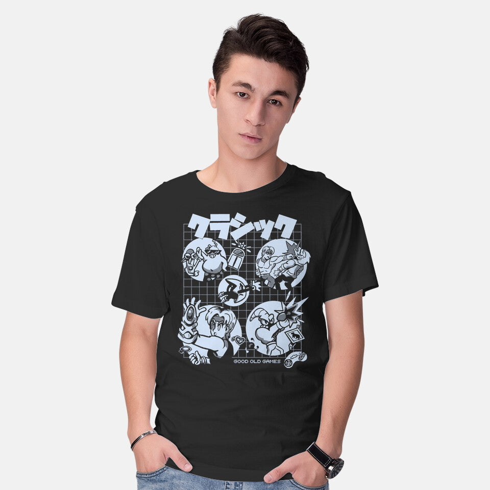 Model wearing black Good Old Games 02 – Gaming Graphic T-Shirt