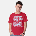 Model wearing red Good Old Games 02 – Gaming Graphic T-Shirt