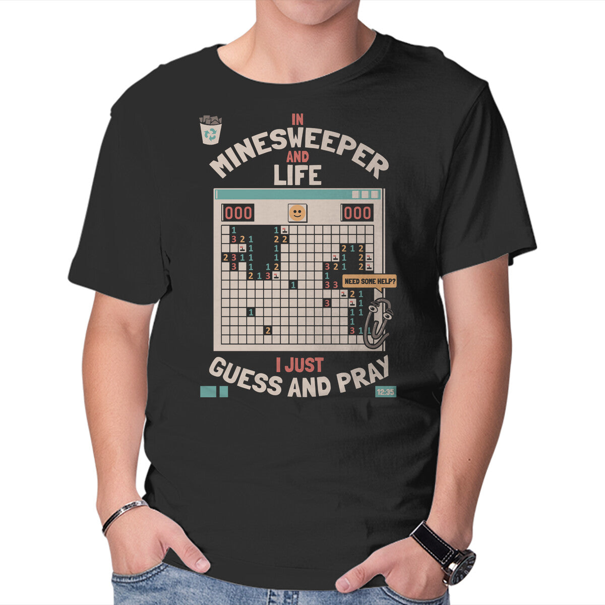 The Minesweeper Philosophy – Gaming Graphic T-Shirt in black, product display