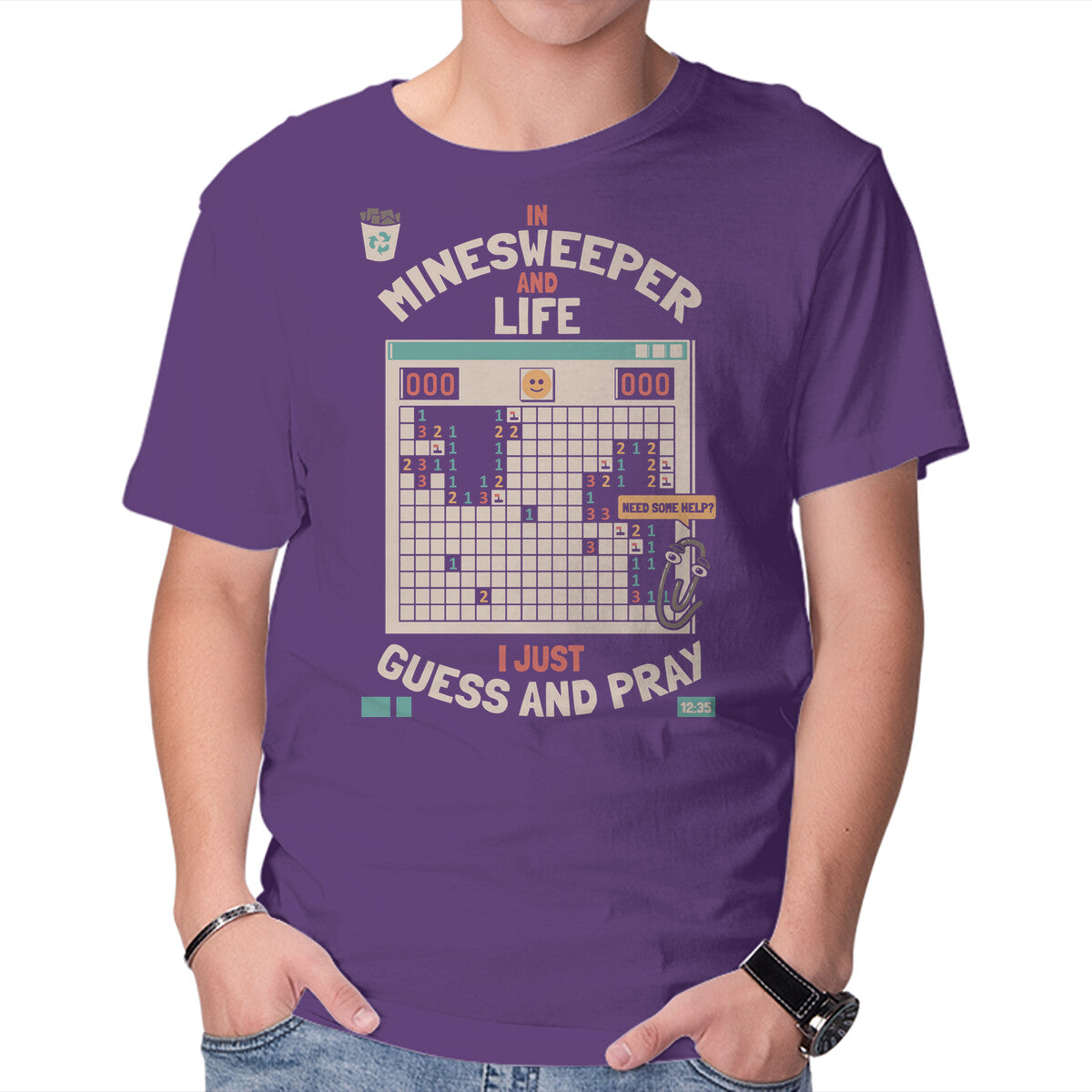 The Minesweeper Philosophy – Gaming Graphic T-Shirt in purple, product display