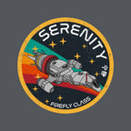 Serenity Firefly Class – Sci-Fi Graphic T-Shirt design artwork for charcoal graphic T-shirt