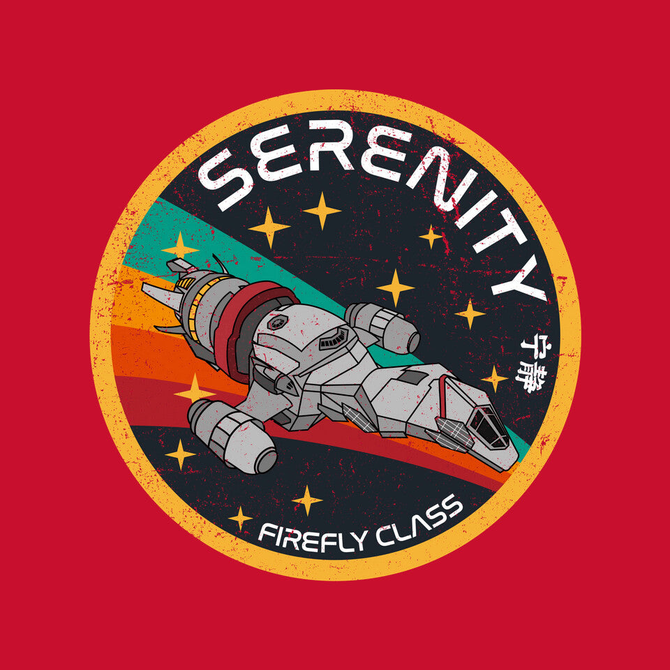 Serenity Firefly Class – Sci-Fi Graphic T-Shirt design artwork for red graphic T-shirt