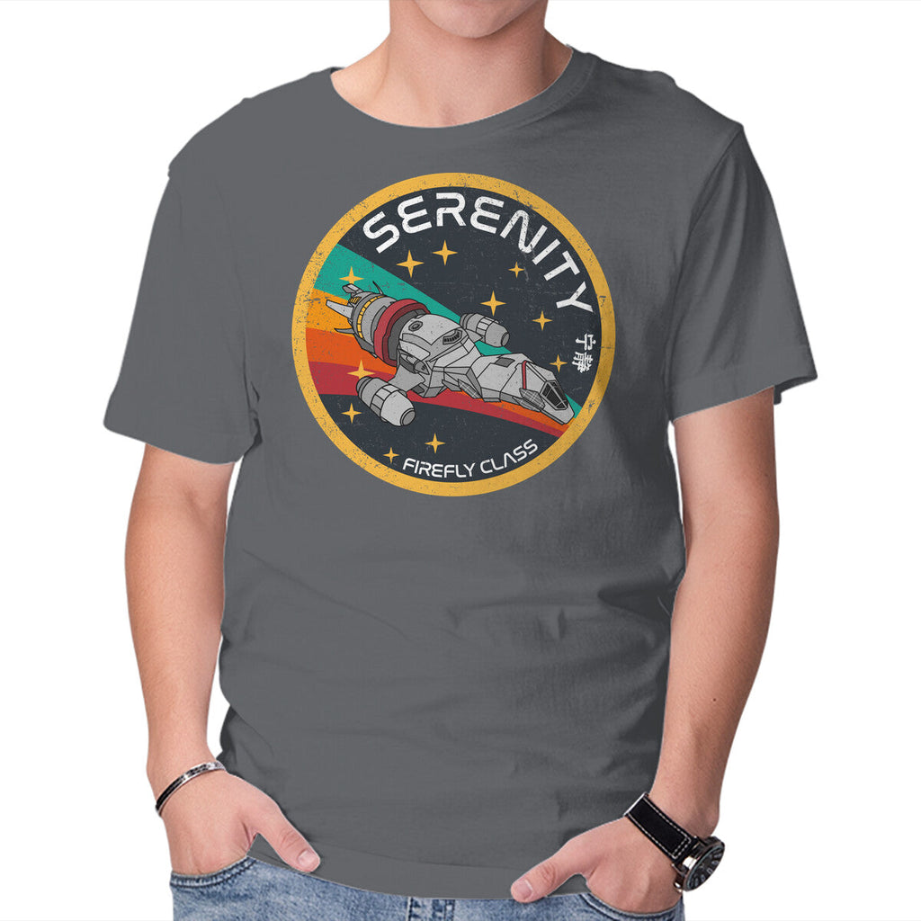 Serenity Firefly Class – Sci-Fi Graphic T-Shirt in charcoal, product display