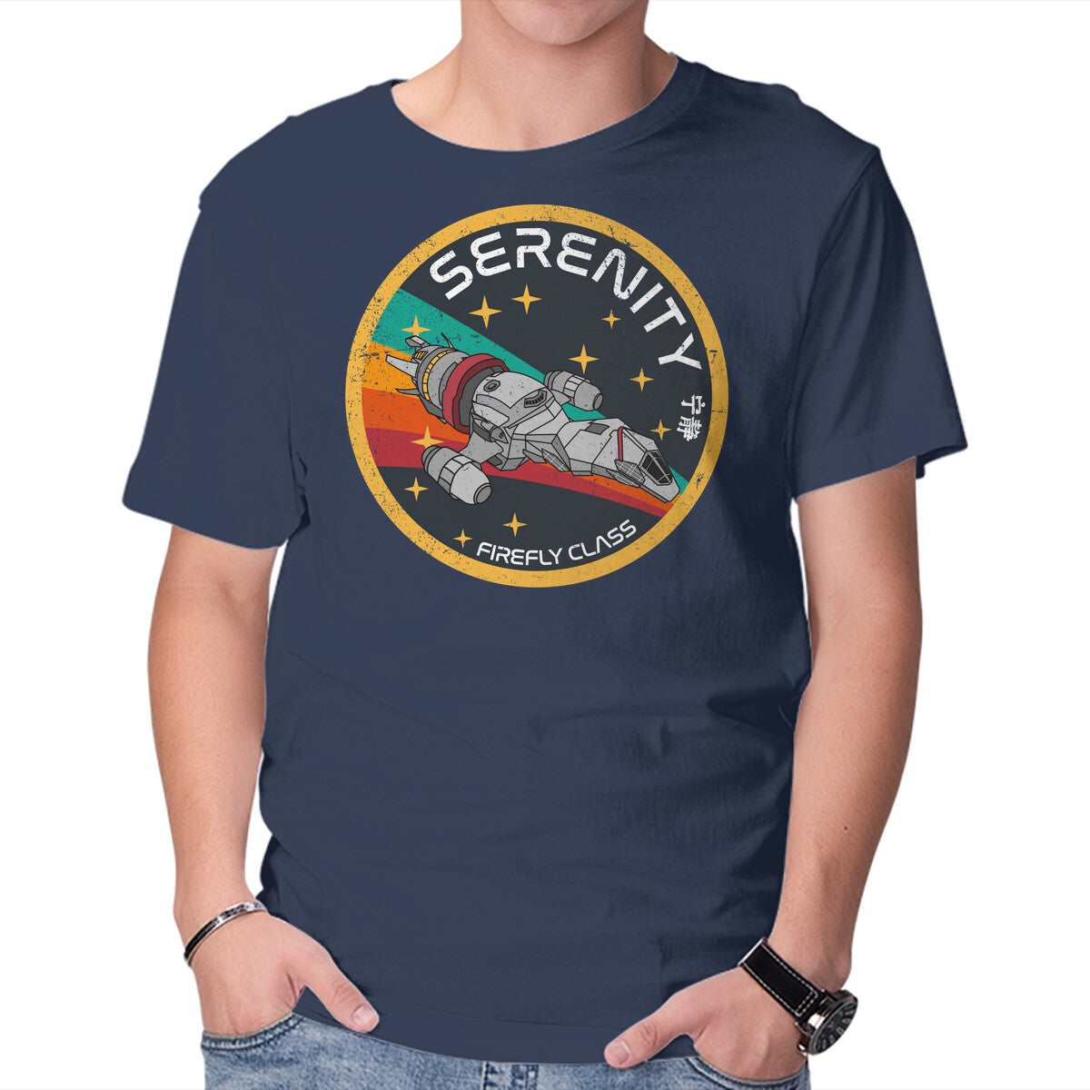Serenity Firefly Class – Sci-Fi Graphic T-Shirt in navy, product display