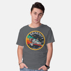 Model wearing charcoal Serenity Firefly Class – Sci-Fi Graphic T-Shirt
