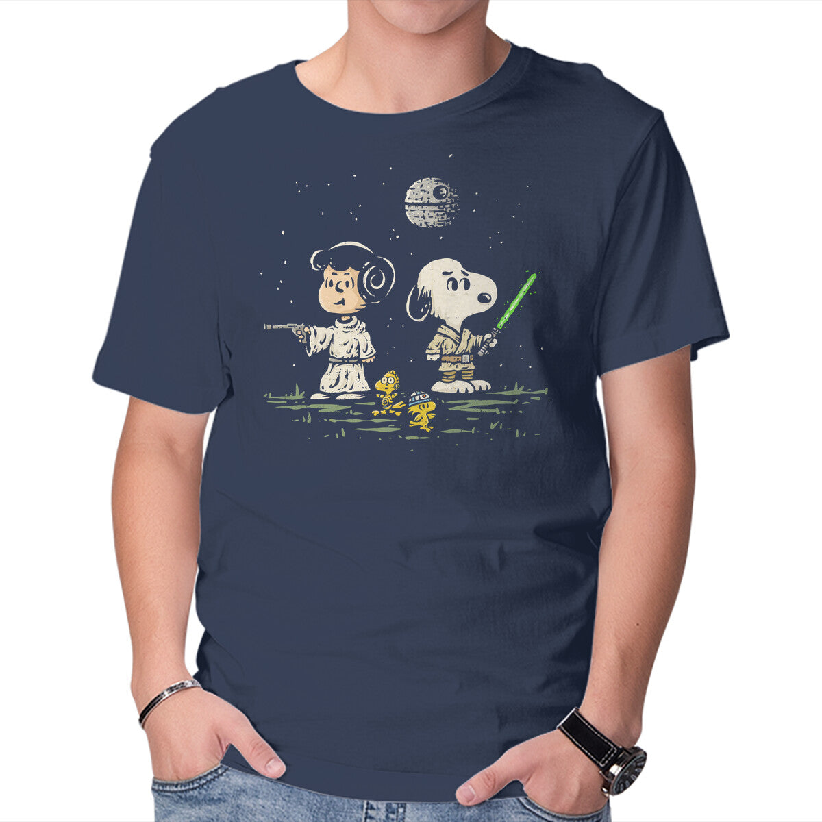 Kissed By A Rebel – Sci-Fi Graphic T-Shirt in navy, product display
