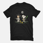 Kissed By A Rebel – Sci-Fi Graphic T-Shirt in black, flat-lay product view