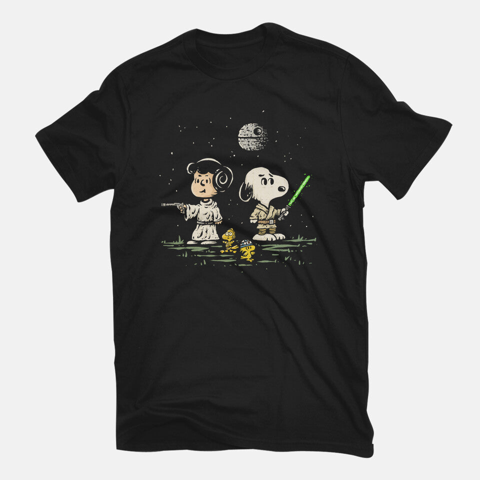 Kissed By A Rebel – Sci-Fi Graphic T-Shirt in black, flat-lay product view