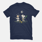 Kissed By A Rebel – Sci-Fi Graphic T-Shirt in navy, flat-lay product view
