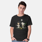 Model wearing black Kissed By A Rebel – Sci-Fi Graphic T-Shirt