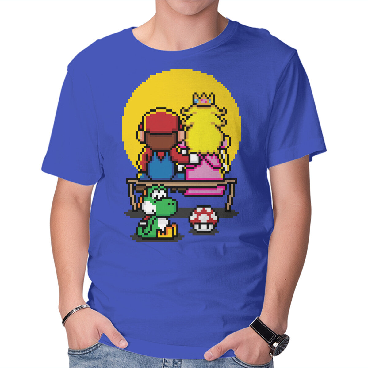 Pixel Love – Gaming Graphic T-Shirt in royal blue, product display