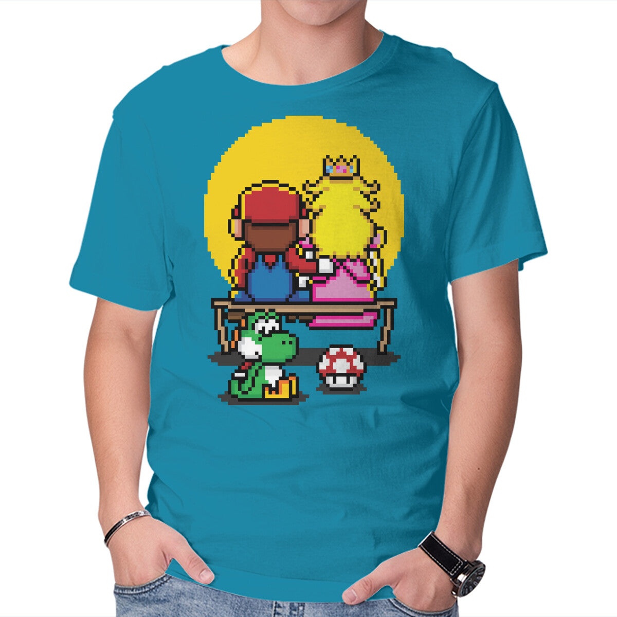 Pixel Love – Gaming Graphic T-Shirt in turquoise, product display